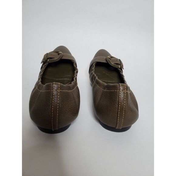 Banana Republic Olive Green Pointed Toe Leather Buckle Flats - Picture 5 of 7